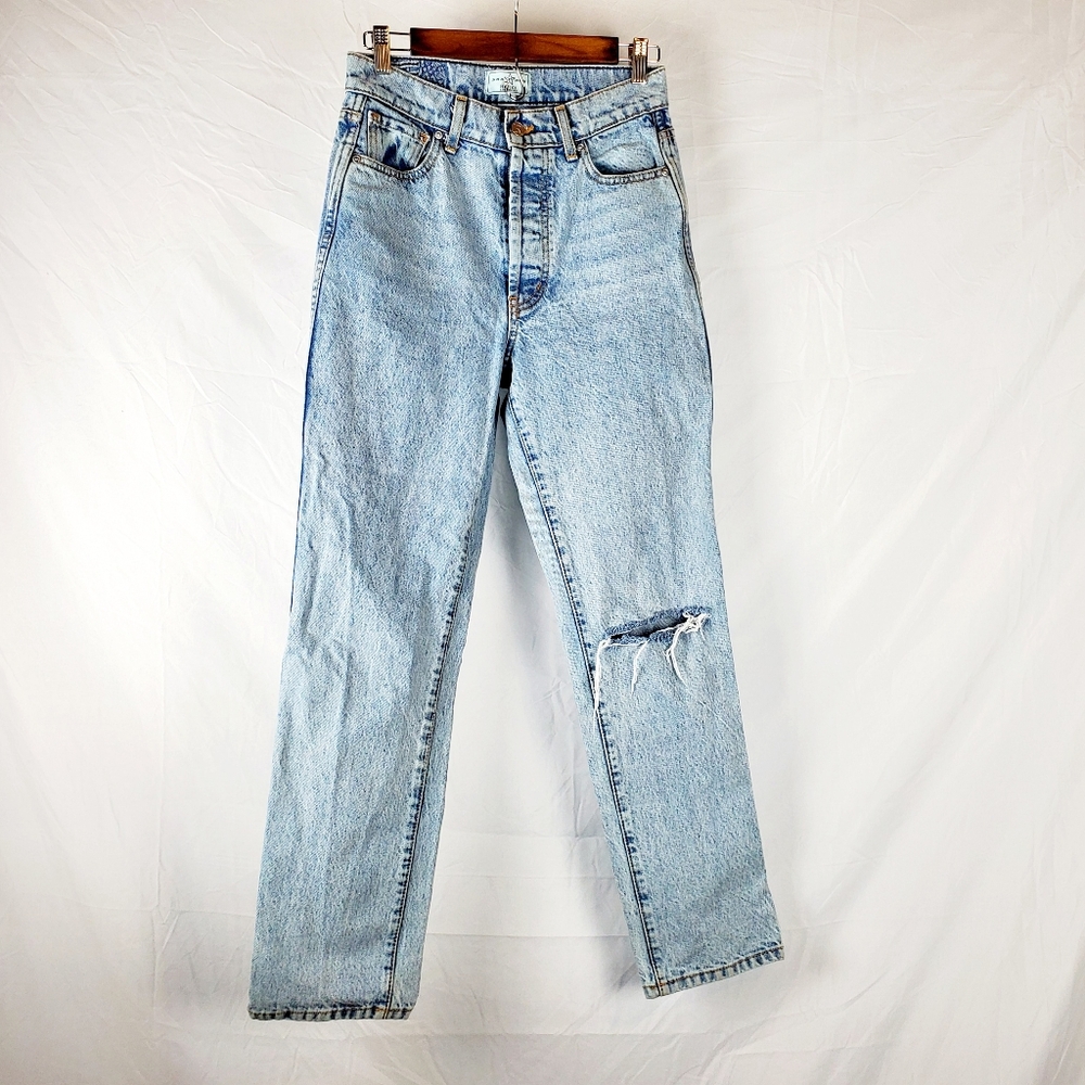 Revice Straight Leg Button Fly Distressed Jeans‎